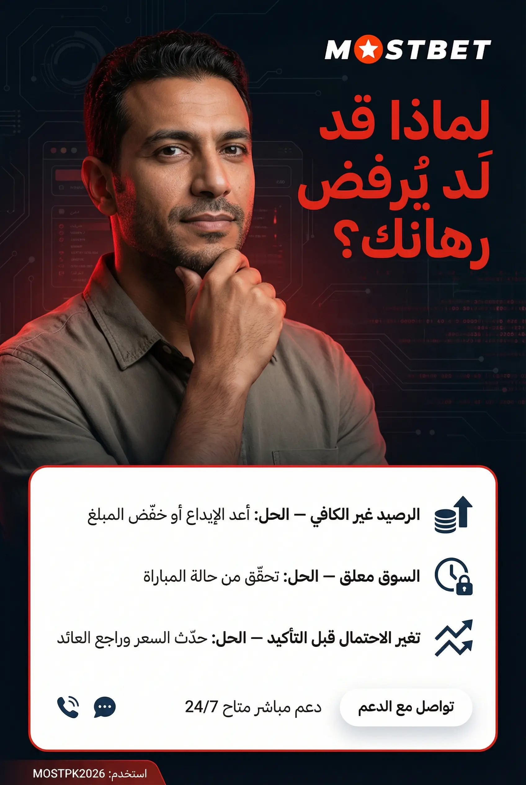 حل مشاكل رفض الرهان